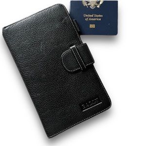 Bally Lux Vintage Black Pebbled Leather Passport Travel Wallet/ Holder
